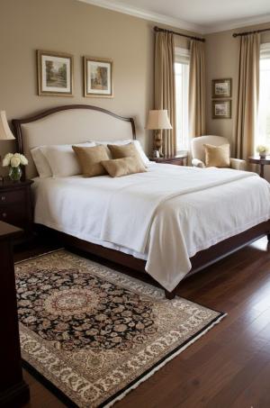 5'2 x 7'11 Hand Knotted Indo-Nain Black Floral Wool Rug