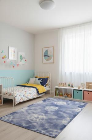 Purple-navy Tie-Dye 5X8 Hand-Tufted Modern Rug