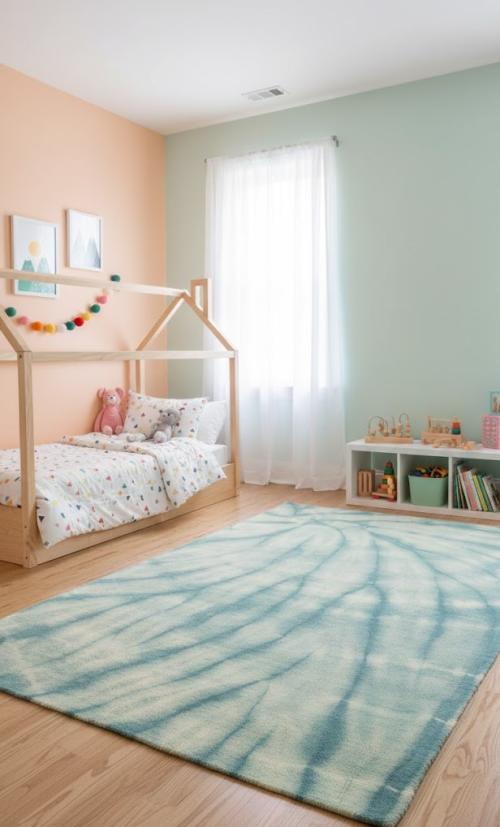 5'0 X 8'0 Hand-Tufted Green Tie-Dye Contemporary Wool Rug