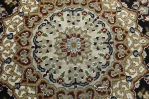 Black Floral 4X6 Indo-Nain Oriental Rug