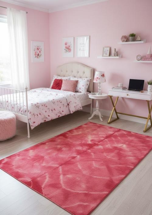 5'0 X 8'0 Deep Blush Modern Tie-Dye Hand-Tufted Wool Rug