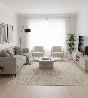 Silver Cowhide 8X10 Modern Leather Rug