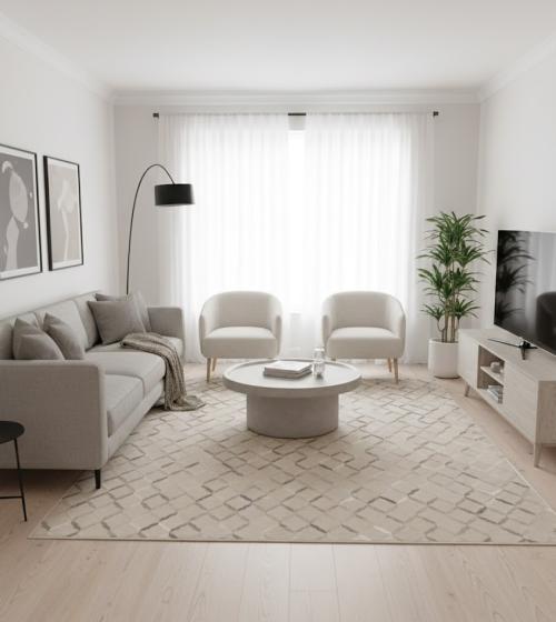 Silver Cowhide 8X10 Modern Leather Rug