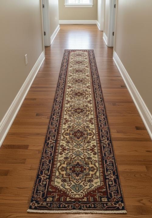 2'6 X 16'1 Hand Knotted Heriz Serapi Floral Wool Runner Rug