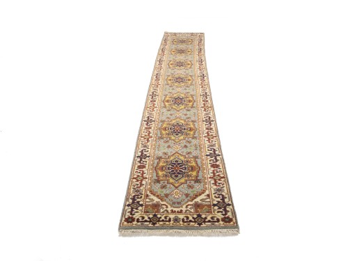 Light Gray Floral 3X16 Heriz Serapi Oriental Runner Rug