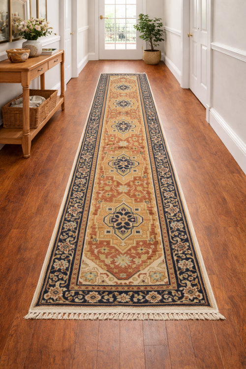 Rusty Red Floral 3X12 Heriz Serapi Oriental Runner Rug