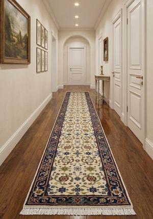 2'6 X 23'4 Chobi Cream Hand Knotted Floral Wool Runner Rug