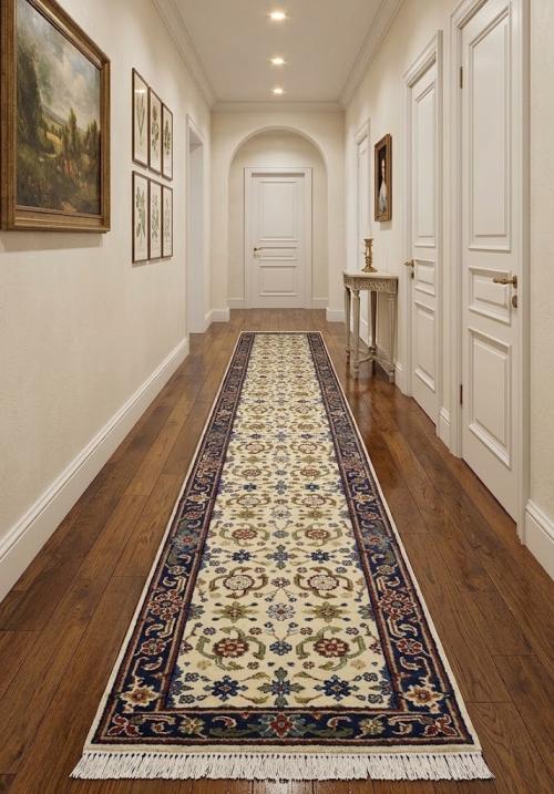 2'6 X 23'4 Chobi Cream Hand Knotted Floral Wool Runner Rug