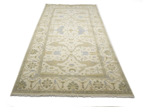 Cream Floral 9X18 Oushak Oriental Rug