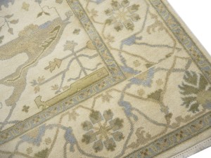 Cream Floral 9X18 Oushak Oriental Rug