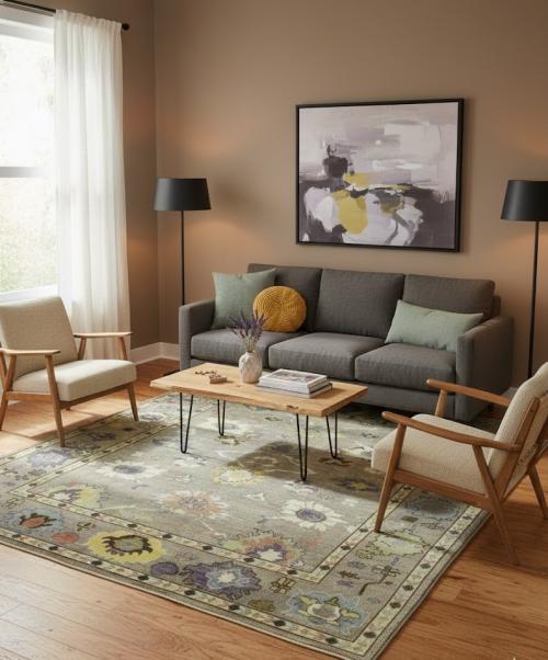 7'10 X 9'11 Oushak Chobi Colorfast Hand Knotted Wool Rug