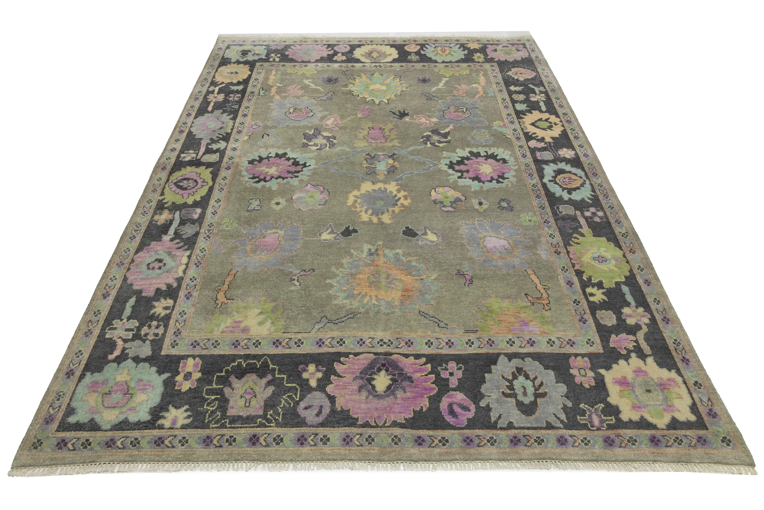 Floral Colorfast 9X12 Oushak Chobi Oriental Rug
