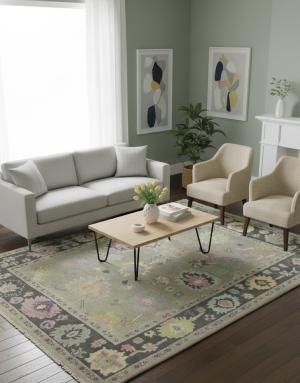 8'10 X 12'0 Hand Knotted Oushak Chobi Colorfast Wool Rug