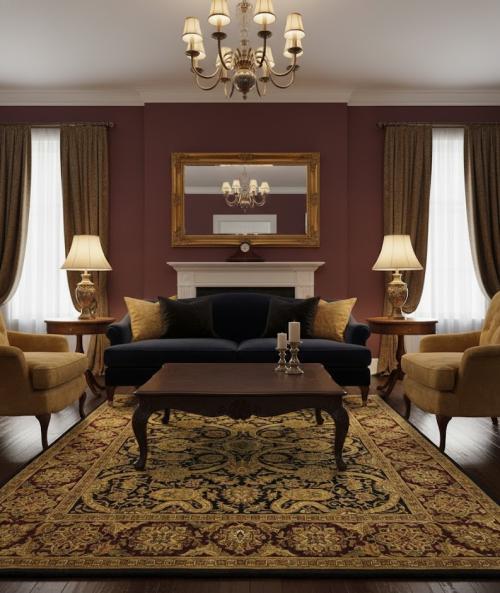 Black Floral 8X10 Indo-Tabriz Oriental  Rug