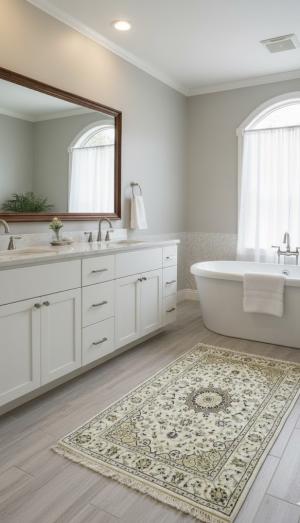 Cream Floral 3X4 Indo-Nain Oriental Rug