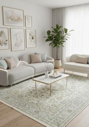 7'8 x 10'0 Indo-Nain Hand Knotted Floral Oriental Wool Rug