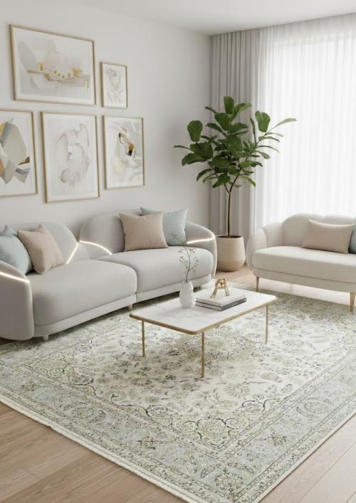 7'8 x 10'0 Indo-Nain Hand Knotted Floral Oriental Wool Rug