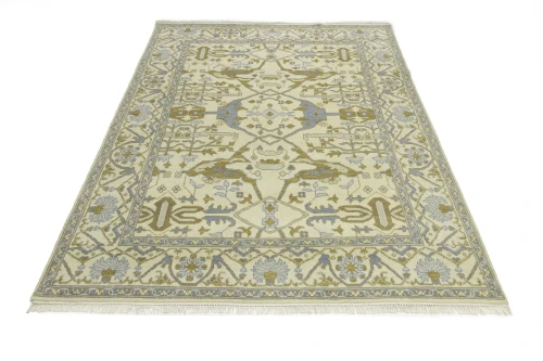 Cream Floral 8X10 Oushak Oriental Rug