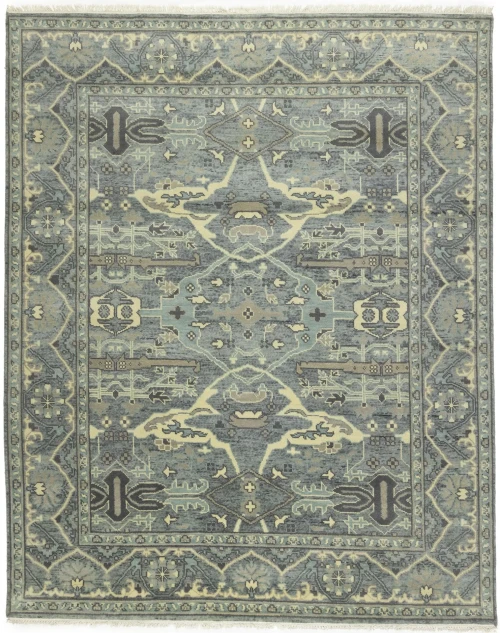 Muted Gray Floral 8X10 Transitional Oushak Oriental Rug