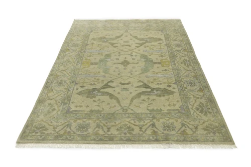 Beige Floral 8X10 Oushak Oriental Rug