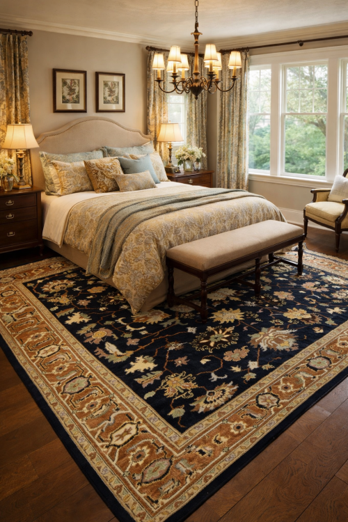 Dark Purple-navy Floral 8X10 Indo-Mahal Oriental Rug