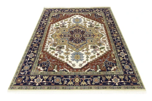 Cream Floral 8X10 Heriz Serapi Oriental Rug