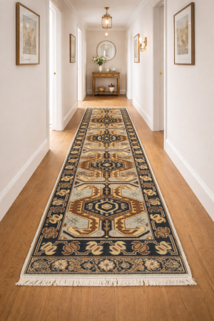 Light Gray Geometric 3X6 Heriz Serapi Oriental Rug