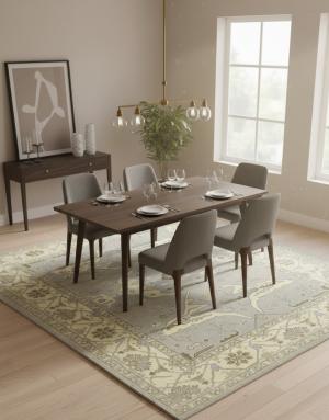 Pastel Gray Floral 10X14 Oushak Oriental Rug