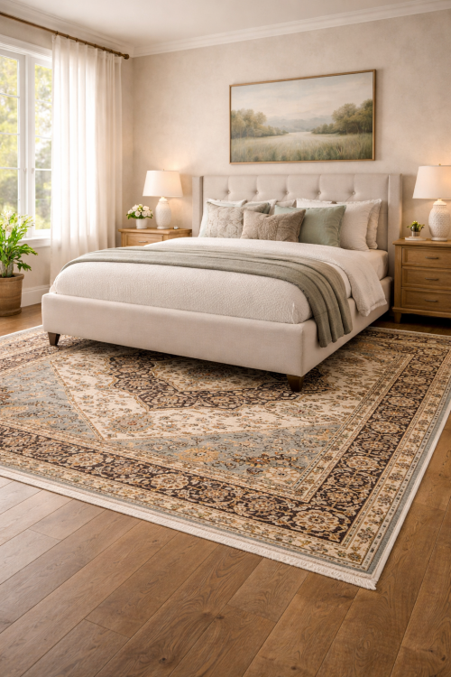 7'10 X 9'11 Hand Knotted Light Gray Heriz Serapi Wool Rug