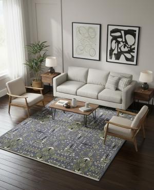 9'0 X 12'0 Hand Knotted Tribal Gray Floral Oriental Wool Rug