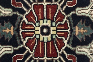 Dark Purple-navy Geometric 9X12 Heriz Serapi Oriental Rug