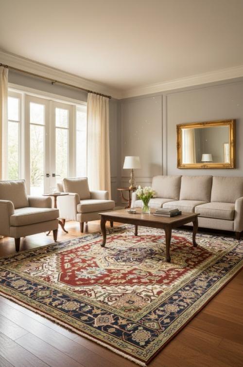 Rusty Red Geometric 9X12 Heriz Serapi Oriental Rug