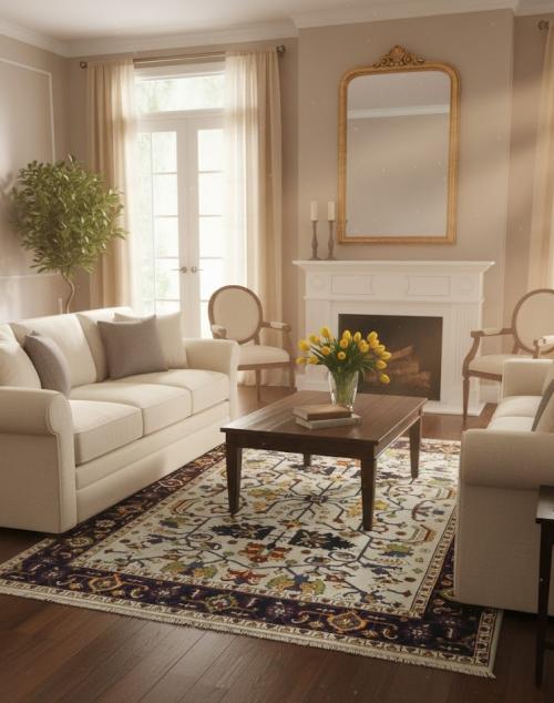 Light Gray Floral 9X12 Indo-Mahal Oriental Rug