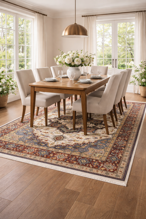 5'11 X 9'0 Cream & Red Heriz Serapi Hand Knotted Wool Rug