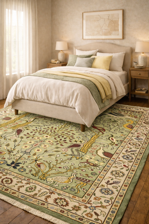 Greenish Beige Pictorial Tribal 6X9 Chobi Oriental Rug