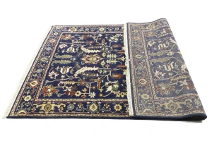 Dark Navy Floral 6X9 Indo-Mahal Oriental Rug