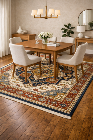 5'11 X 9'0 Hand Knotted Cream Heriz Serapi Oriental Wool Rug