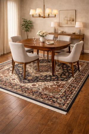 5'10 X 8'10 Hand Knotted Dark Navy Heriz Serapi Wool Rug