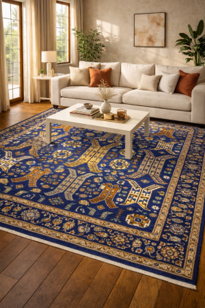 Blue Tribal Geometric 8X10 Oriental Rug