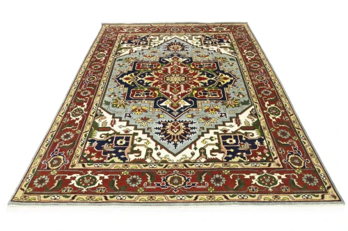 Light Gray Floral 9X12 Heriz Serapi Oriental Rug