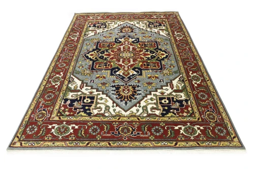 Gray Floral 9X12 Heriz Serapi Oriental Rug