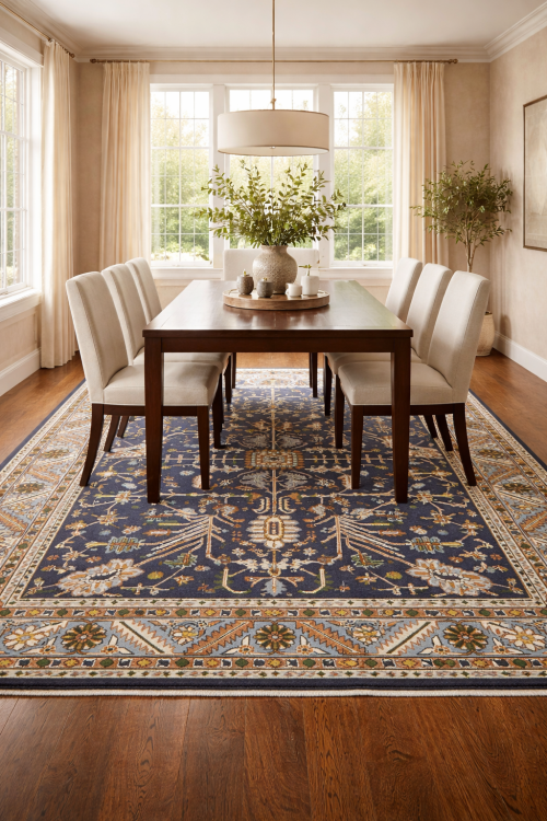 Dark Purple-navy Floral 9X12 Indo-Mahal Oriental Rug