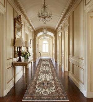 2'7 X 15'11 Cream Hand Knotted Heriz Serapi Wool Runner Rug