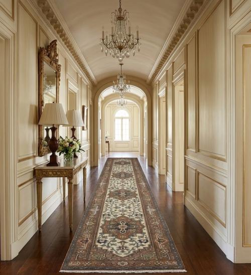 2'7 X 15'11 Cream Hand Knotted Heriz Serapi Wool Runner Rug