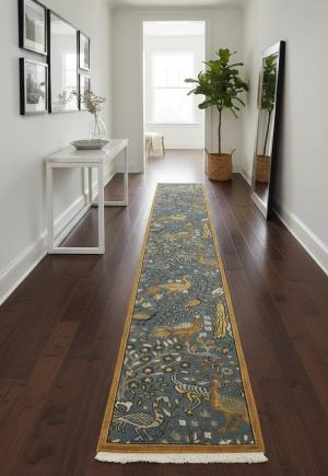 Light Gray Pictorial 2'6X16 Oriental Runner Rug