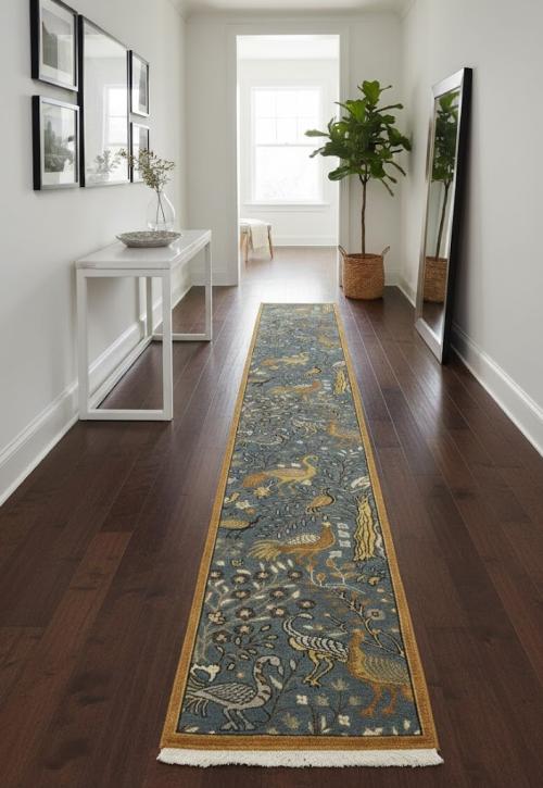 Light Gray Pictorial 2'6X16 Oriental Runner Rug