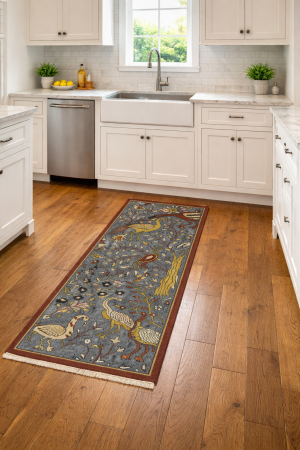 Gray Pictorial 2'5X8 Oriental Runner Rug