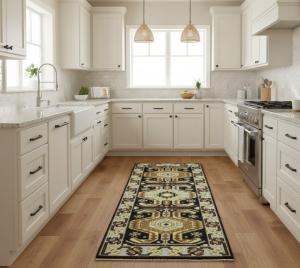 Charcoal Geometric 3X6 Traditional Serapi Oriental Rug