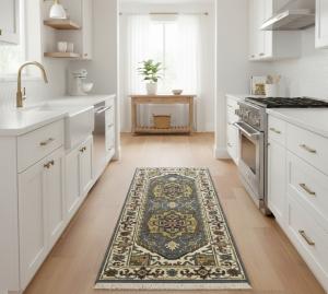 Gray Floral 3X6 Traditional Heriz Serapi Oriental Rug