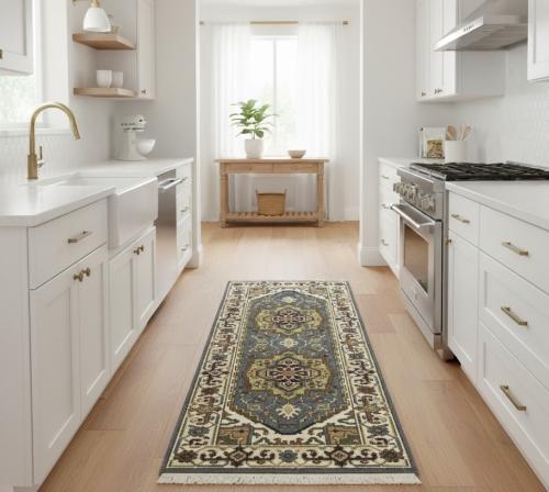 Gray Floral 3X6 Traditional Heriz Serapi Oriental Rug